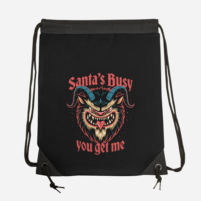 Santa's Busy-None-Drawstring-Bag-Popnotic