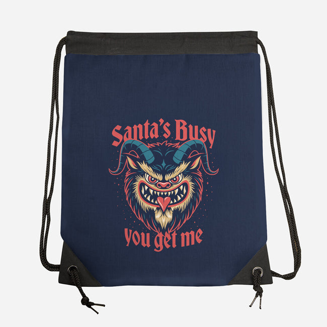 Santa's Busy-None-Drawstring-Bag-Popnotic
