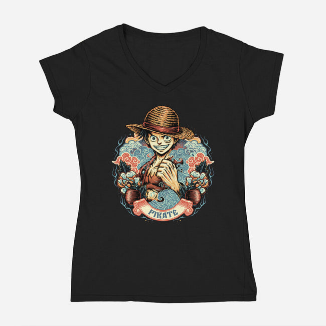 Legendary Pirate-Womens-V-Neck-Tee-glitchygorilla