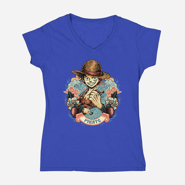 Legendary Pirate-Womens-V-Neck-Tee-glitchygorilla