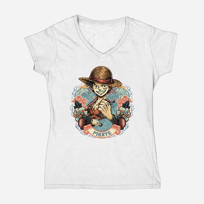 Legendary Pirate-Womens-V-Neck-Tee-glitchygorilla