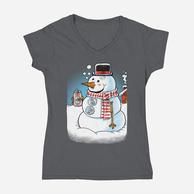 Cold Beer And Cool Buttons-Womens-V-Neck-Tee-imisko