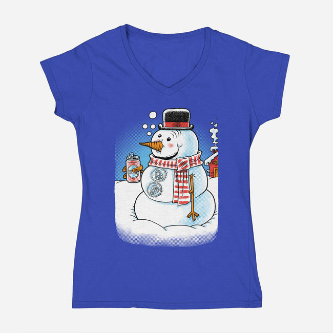 Cold Beer And Cool Buttons-Womens-V-Neck-Tee-imisko