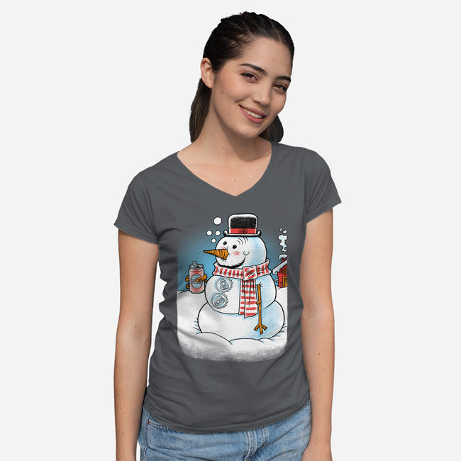 Cold Beer And Cool Buttons-Womens-V-Neck-Tee-imisko