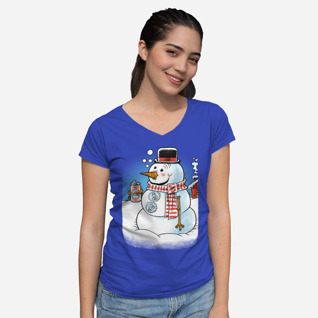 Cold Beer And Cool Buttons-Womens-V-Neck-Tee-imisko
