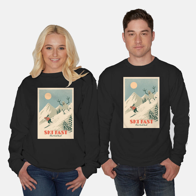 Ski Fast-Unisex-Crew Neck-Sweatshirt-dfonseca