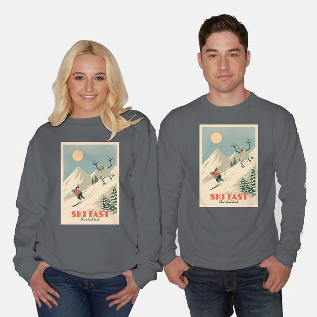 Ski Fast-Unisex-Crew Neck-Sweatshirt-dfonseca