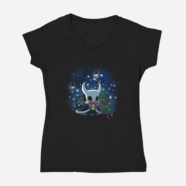 Christmas Hollow Night-Womens-V-Neck-Tee-dandingeroz