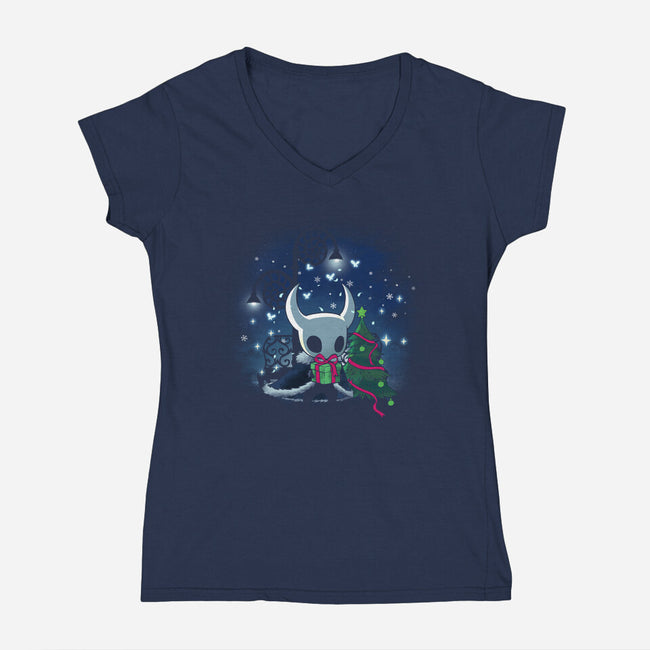 Christmas Hollow Night-Womens-V-Neck-Tee-dandingeroz