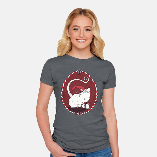 Christmas Rat-Womens-Fitted-Tee-D_McCurdy_Art