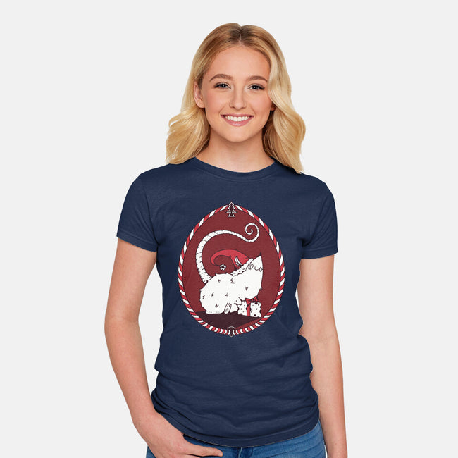 Christmas Rat-Womens-Fitted-Tee-D_McCurdy_Art