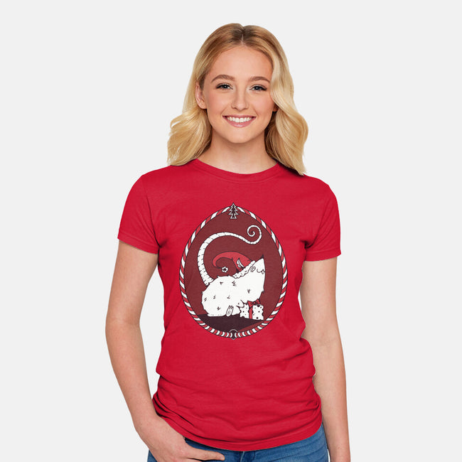Christmas Rat-Womens-Fitted-Tee-D_McCurdy_Art