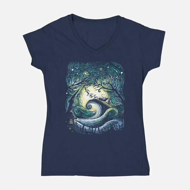 Starry Nightmare-Womens-V-Neck-Tee-zascanauta