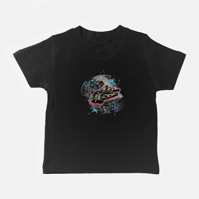 The Great Galactic Battle-Baby-Basic-Tee-glitchygorilla