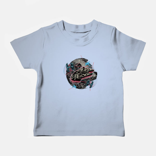 The Great Galactic Battle-Baby-Basic-Tee-glitchygorilla