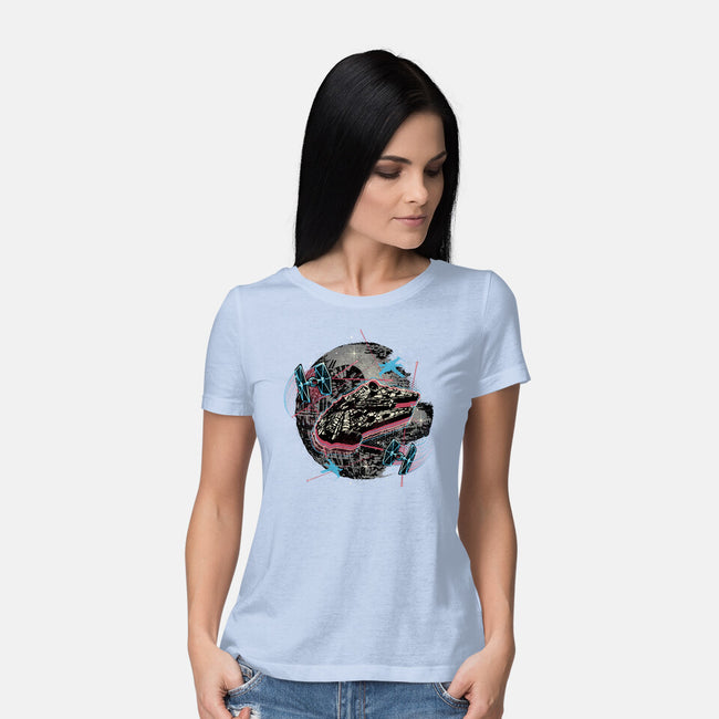 The Great Galactic Battle-Womens-Basic-Tee-glitchygorilla