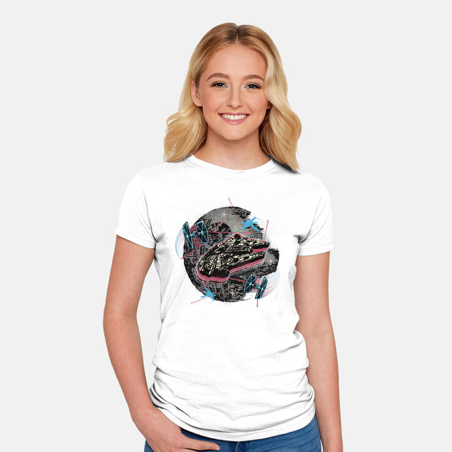 The Great Galactic Battle-Womens-Fitted-Tee-glitchygorilla