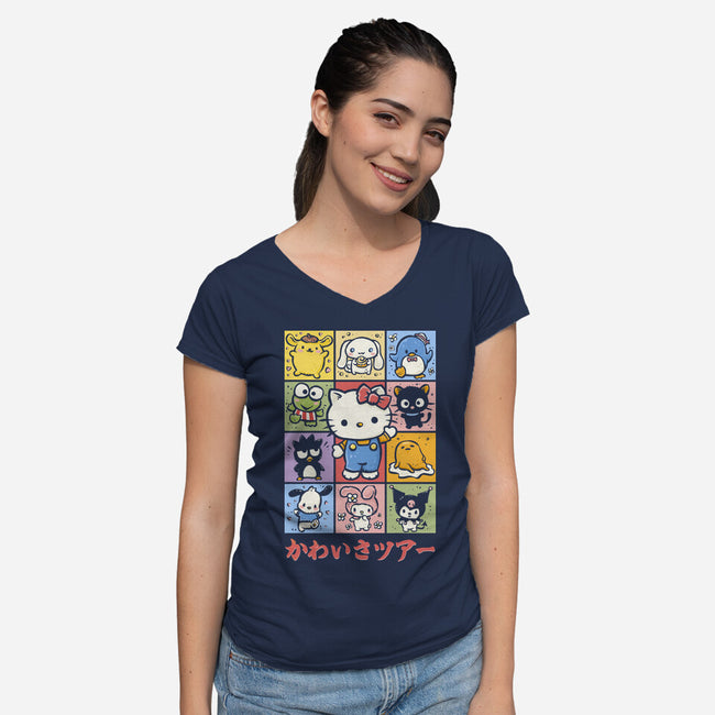 The Cuteness Tour-Womens-V-Neck-Tee-kg07