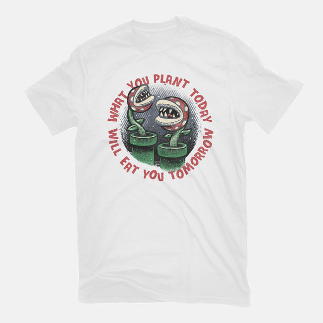 Plant Today Eat Tomorrow-Womens-Fitted-Tee-glitchygorilla