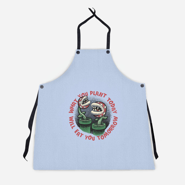 Plant Today Eat Tomorrow-Unisex-Kitchen-Apron-glitchygorilla