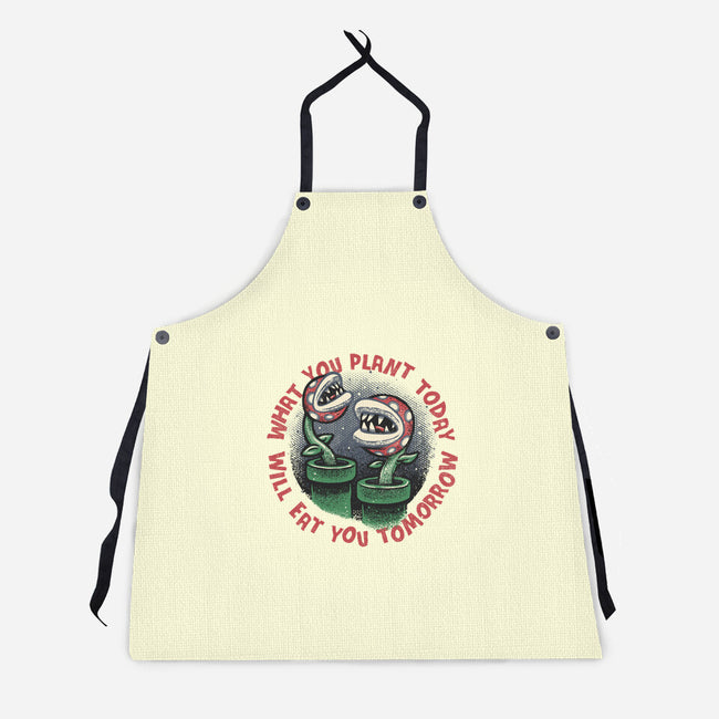 Plant Today Eat Tomorrow-Unisex-Kitchen-Apron-glitchygorilla
