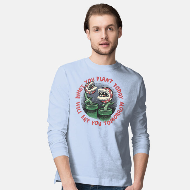 Plant Today Eat Tomorrow-Mens-Long Sleeved-Tee-glitchygorilla