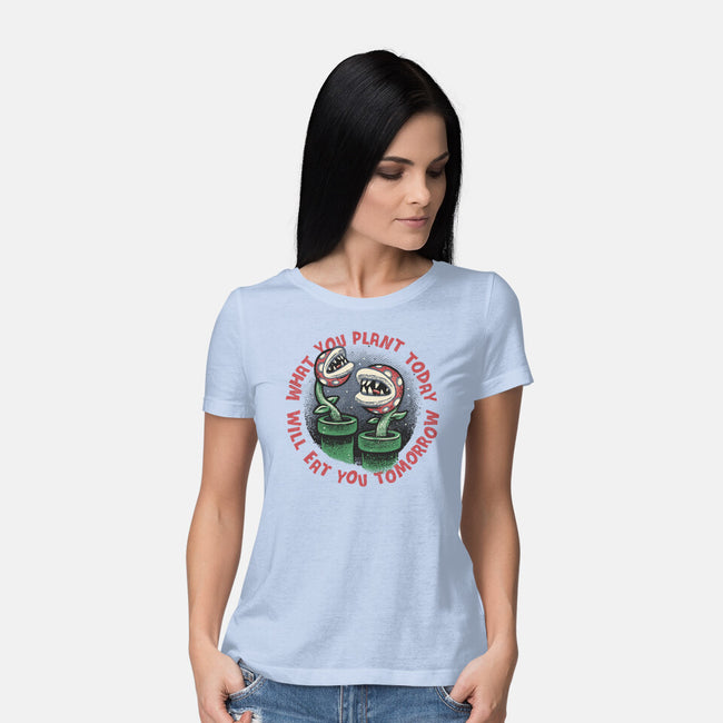 Plant Today Eat Tomorrow-Womens-Basic-Tee-glitchygorilla