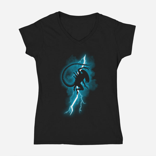 The Alien Returns-Womens-V-Neck-Tee-jasesa