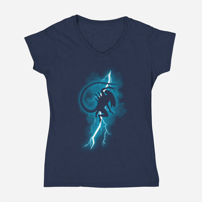 The Alien Returns-Womens-V-Neck-Tee-jasesa