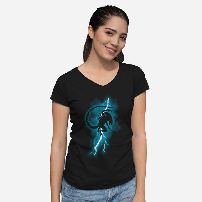 The Alien Returns-Womens-V-Neck-Tee-jasesa