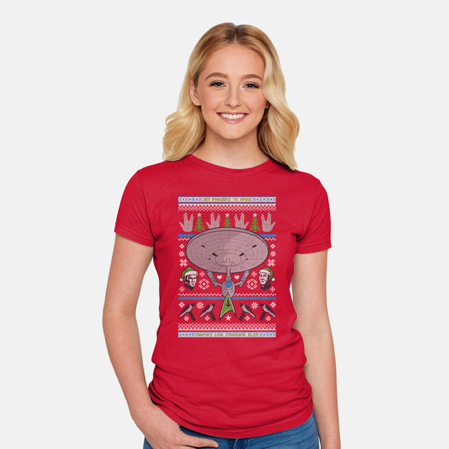 Set Phasers To Christmas-Womens-Fitted-Tee-Arinesart