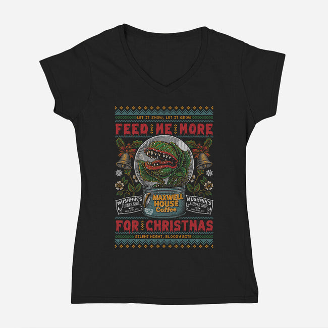 Feed Me For Christmas-Womens-V-Neck-Tee-Arinesart
