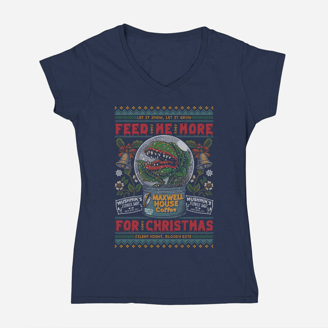 Feed Me For Christmas-Womens-V-Neck-Tee-Arinesart
