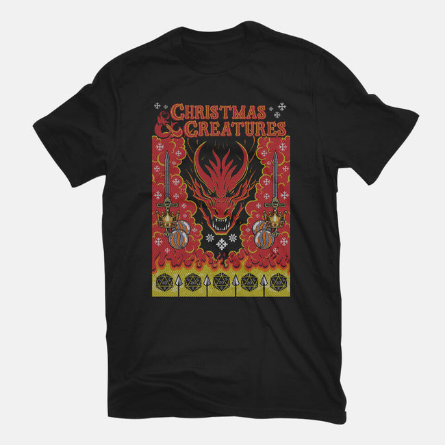 Christmas And Creatures-Womens-Fitted-Tee-Arinesart