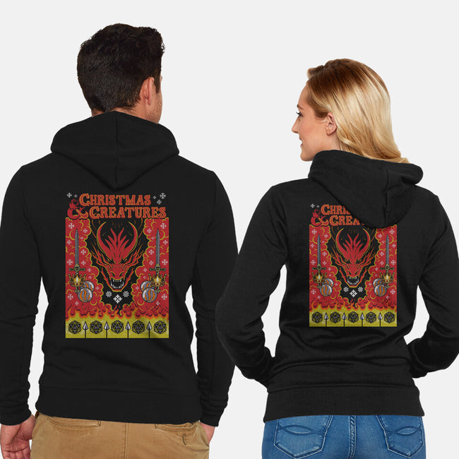 Christmas And Creatures-Unisex-Zip-Up-Sweatshirt-Arinesart