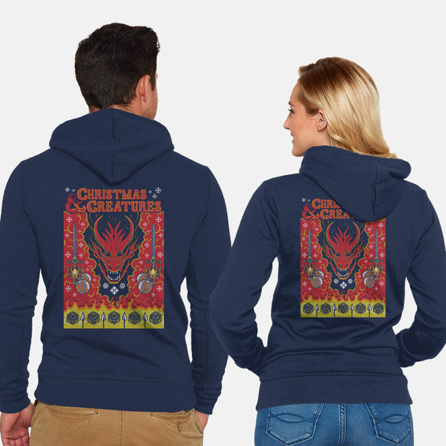 Christmas And Creatures-Unisex-Zip-Up-Sweatshirt-Arinesart
