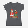 Stupid Santas-Womens-V-Neck-Tee-pigboom