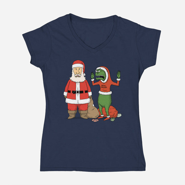 Stupid Santas-Womens-V-Neck-Tee-pigboom