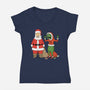 Stupid Santas-Womens-V-Neck-Tee-pigboom