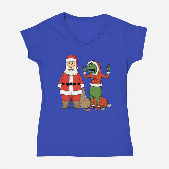 Stupid Santas-Womens-V-Neck-Tee-pigboom