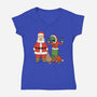 Stupid Santas-Womens-V-Neck-Tee-pigboom