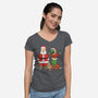 Stupid Santas-Womens-V-Neck-Tee-pigboom