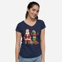 Stupid Santas-Womens-V-Neck-Tee-pigboom