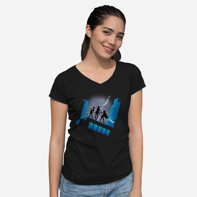 Demon Hunters Rise-Womens-V-Neck-Tee-MaxoArt