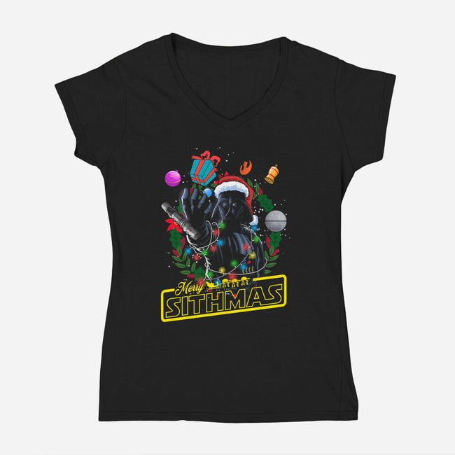 Santa Vader-Womens-V-Neck-Tee-Diego Oliver
