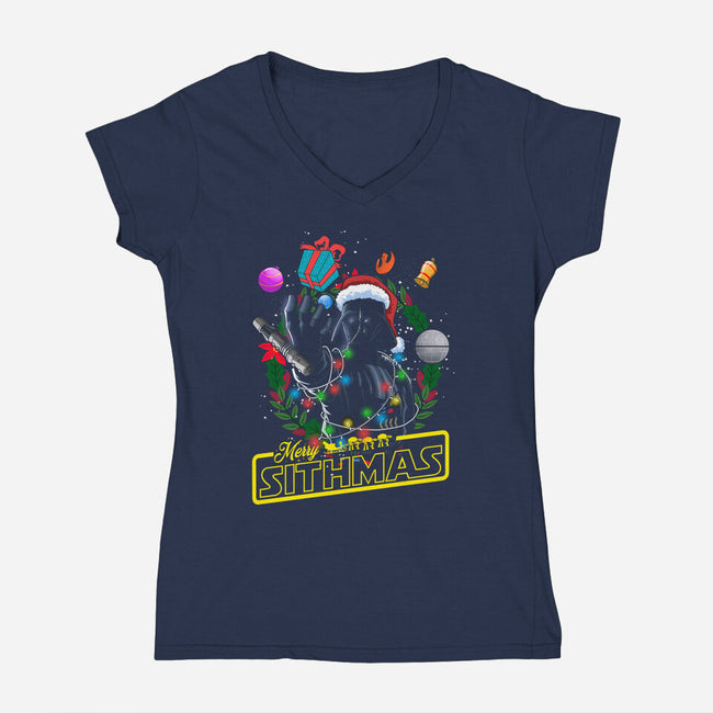 Santa Vader-Womens-V-Neck-Tee-Diego Oliver
