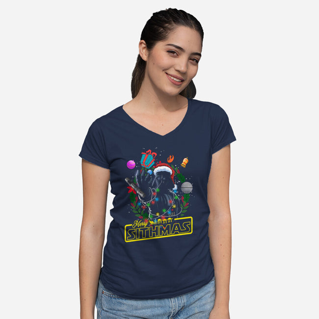 Santa Vader-Womens-V-Neck-Tee-Diego Oliver