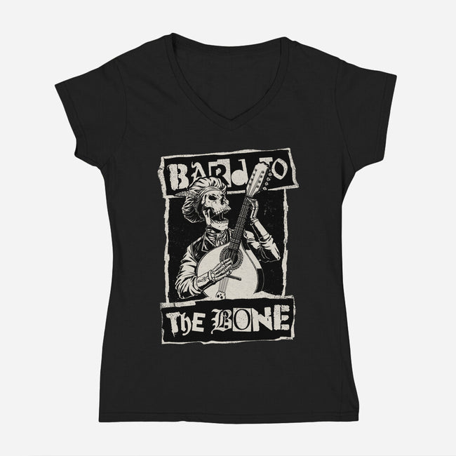 Skeleton Bard RPG-Womens-V-Neck-Tee-Studio Mootant