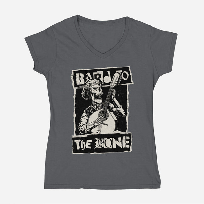 Skeleton Bard RPG-Womens-V-Neck-Tee-Studio Mootant