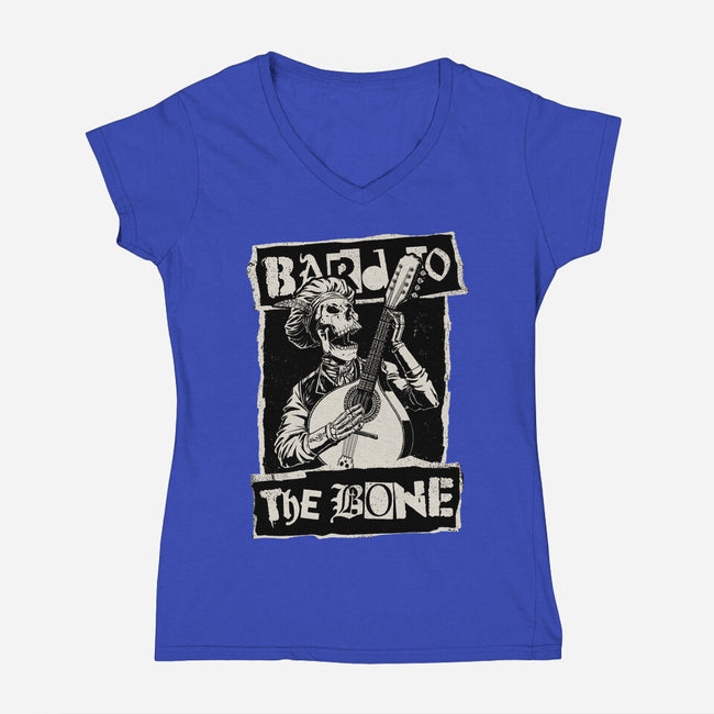 Skeleton Bard RPG-Womens-V-Neck-Tee-Studio Mootant